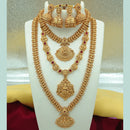 FS Collection Gold Plated Kundan Double Temple Necklace Set