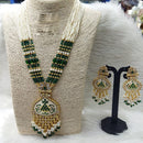FS Collection Gold Plated Kundan And Pearl Long Necklace Set