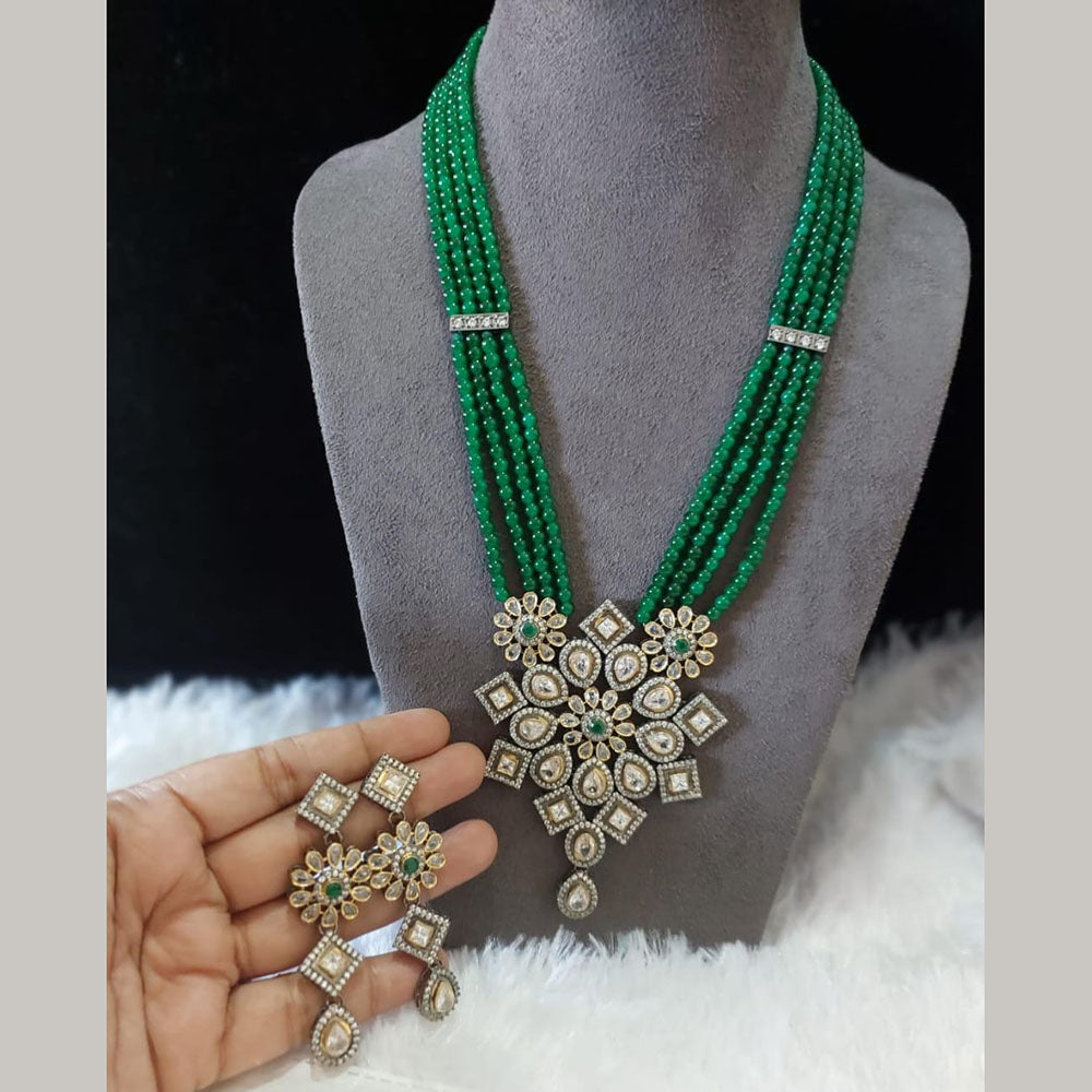 FS Collection Gold Plated Austrian And Pearl Long Necklace Set