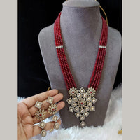 FS Collection Gold Plated Austrian And Pearl Long Necklace Set