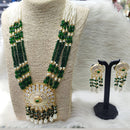 FS Collection Gold Plated Beads And Meenakari Long Necklace Set
