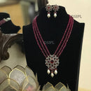 FS Collection Silver Plated AD And Pearl Necklace Set
