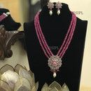 FS Collection Silver Plated AD And Pearl Necklace Set