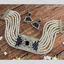 FS Collection Silver Plated AD Choker Necklace Set