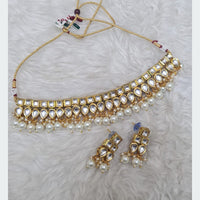 FS Collection Gold Plated Kundan Stone Choker Necklace Set