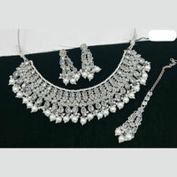 FS Collection Silver Plated AD Necklace Set