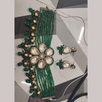 FS Collection 2 Tone Plated Kundan Stone And Pearl Necklace Set