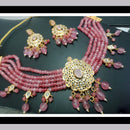 FS Collection Gold Plated Pota Stone Choker Necklace Set