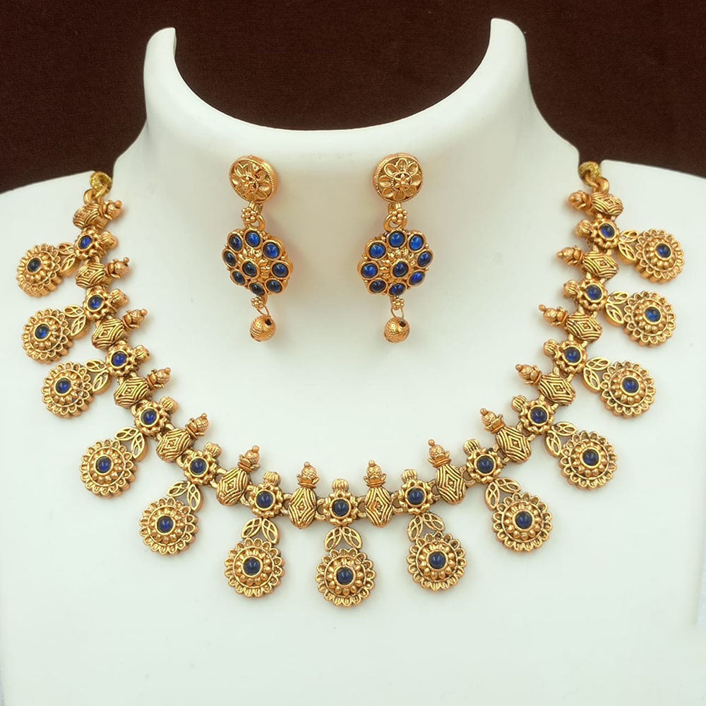 FS Collection Gold Plated Pota Stone Necklace Set