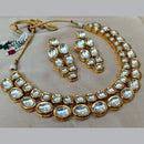 FS Collection Gold Plated Kundan Stone Choker Necklace Set