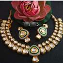 FS Collection Gold Plated Kundan Stone Choker Necklace Set