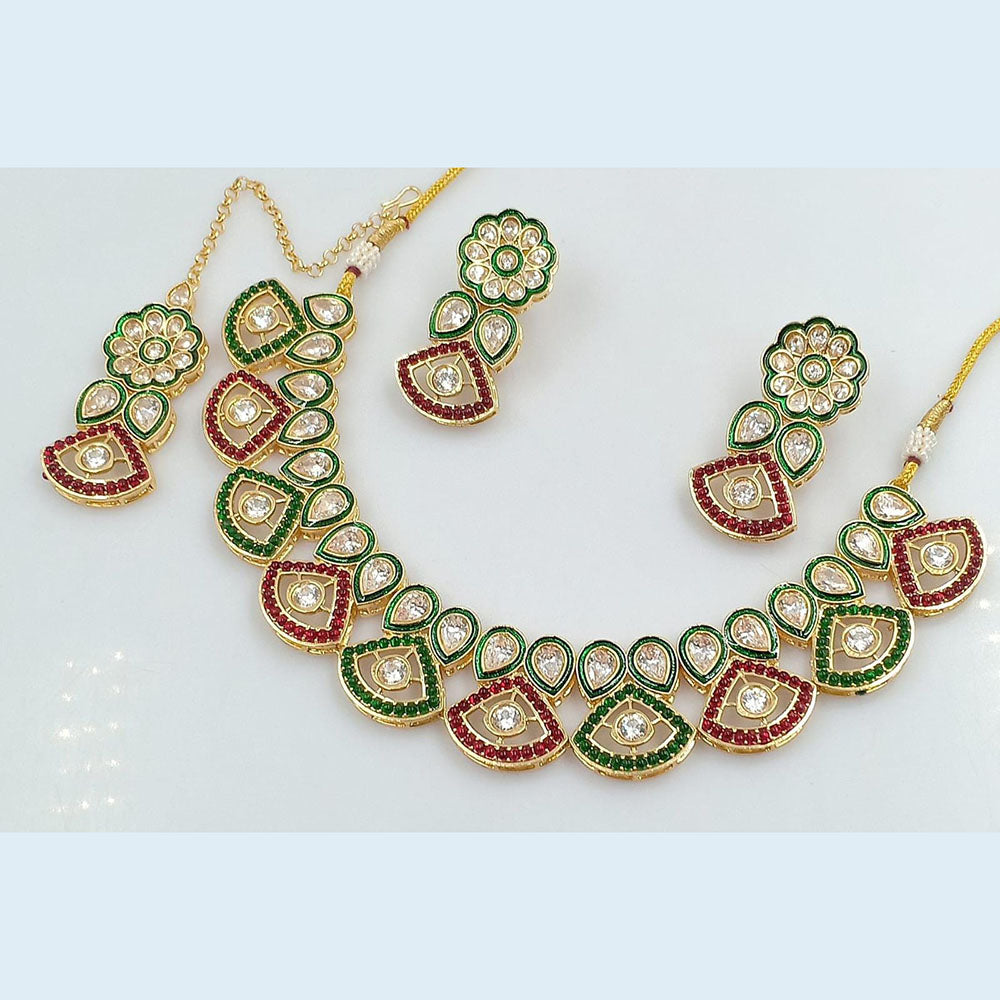 FS Collection Gold Plated Crystal Stone Necklace Set