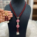 FS Collection Gold Plated Pearl Long Necklace Set