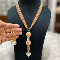 FS Collection Gold Plated Pearl Long Necklace Set