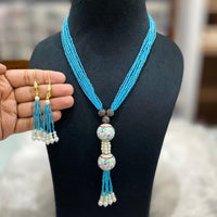 FS Collection Gold Plated Pearl Long Necklace Set