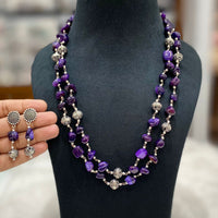 FS Collection Oxidised Plated Beads Long Necklace Set