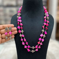 FS Collection Oxidised Plated Beads Long Necklace Set