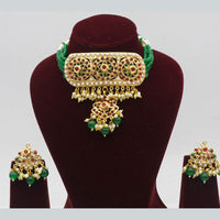 FS Collection Gold Plated Pota Stone Choker Necklace Set