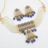 FS Collection Gold Plated Pearls Choker Necklace Set