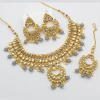 FS Collection Gold Plated Kundan Stone Necklace Set