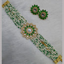 FS Collection Gold Plated Kundan Stone And Pearl Choker Necklace Set