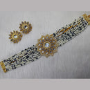 FS Collection Gold Plated Kundan Stone And Pearl Choker Necklace Set