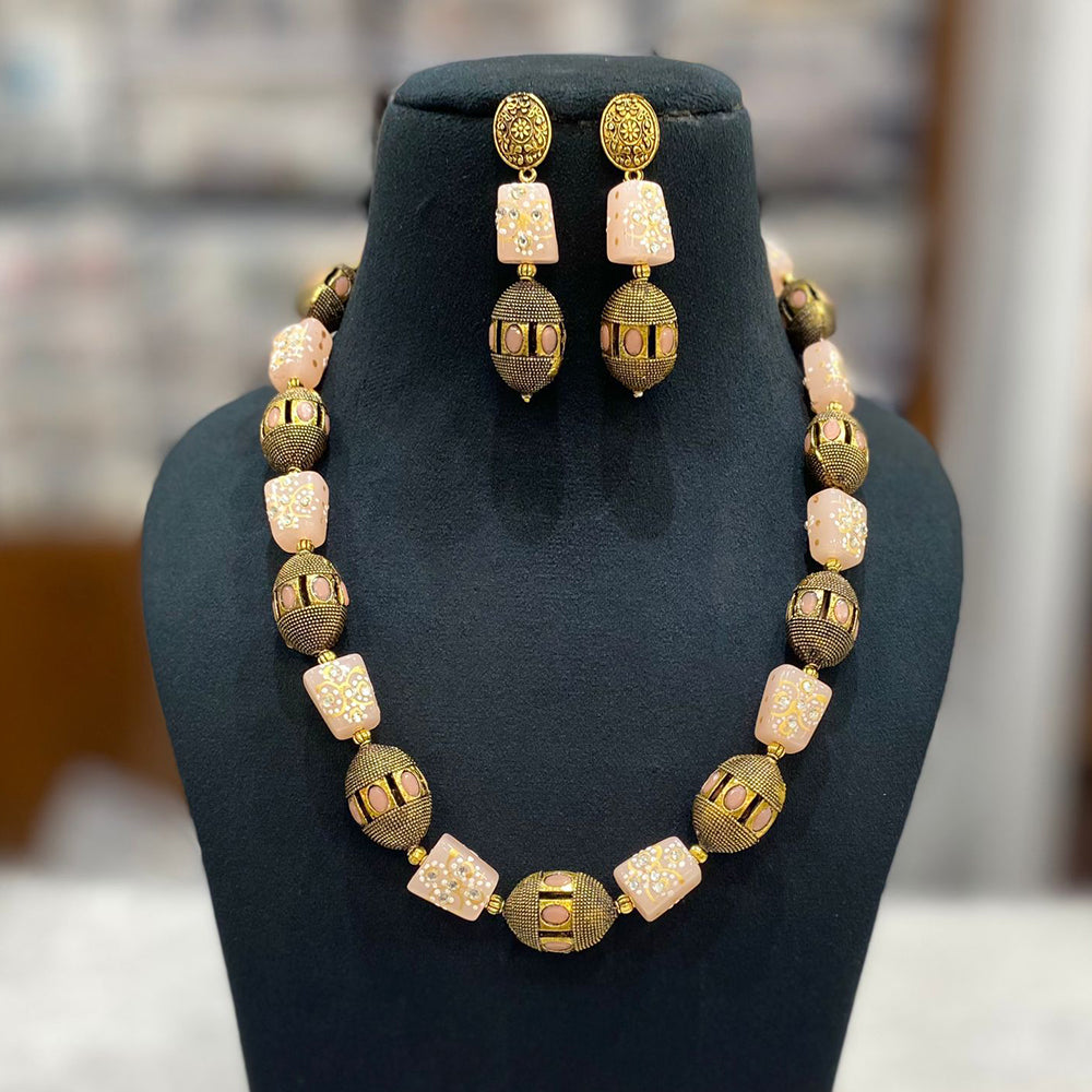 FS Collection Gold Plated Beads Necklace Set