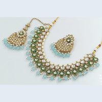 FS Collection Gold Plated Kundan Stone Necklace Set