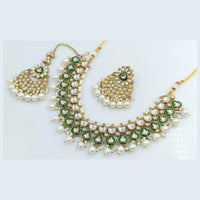 FS Collection Gold Plated Kundan Stone Necklace Set