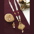 FS Collection Gold Plated Pota Stone And Pearl Long Necklace Set