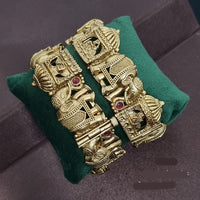 FS Collection Gold Plated Pota Stone Openable Bangle Set