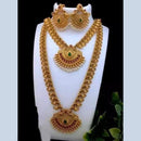 FS Collection Gold Plated Pota Stone Double Necklace Set