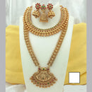 FS Collection Gold Plated Pota Stone Double Necklace Set
