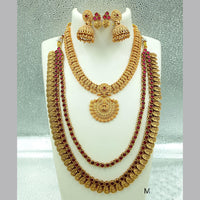 FS Collection Gold Plated Pota Stone Double Necklace Set