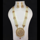 Fs Collection Gold Plated Meenakari And Pearls Long Necklace Set