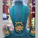 Fs Collection Gold Plated Kundan Stone And Beads Long Necklace Set