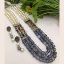 FS Collection Oxidised Plated Beads Long Necklace Set