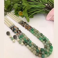 FS Collection Oxidised Plated Beads Long Necklace Set