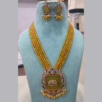 Fs Collection Gold Plated AD And Pearl Long Necklace Set