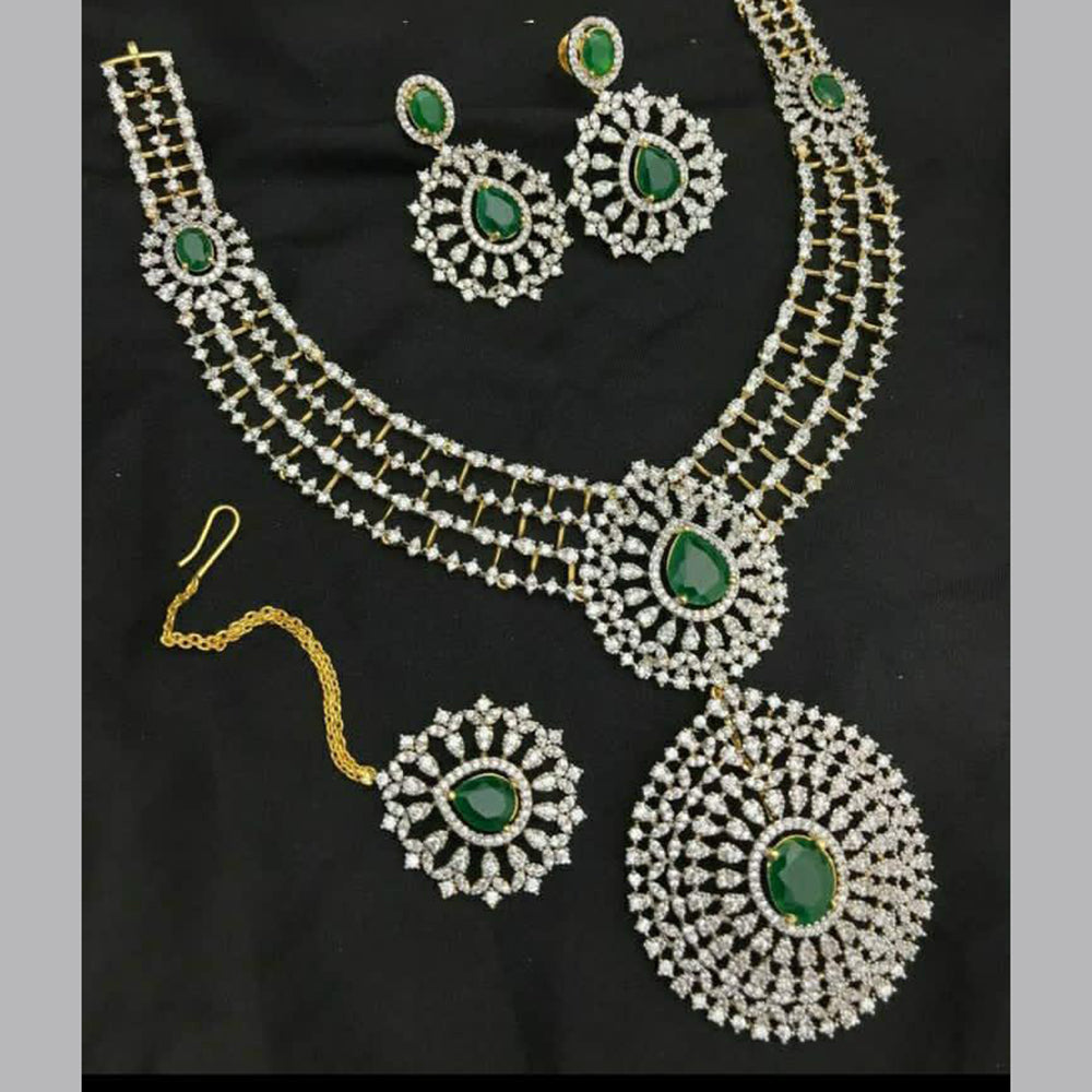 Fs Collection Gold Plated AD Necklace Set