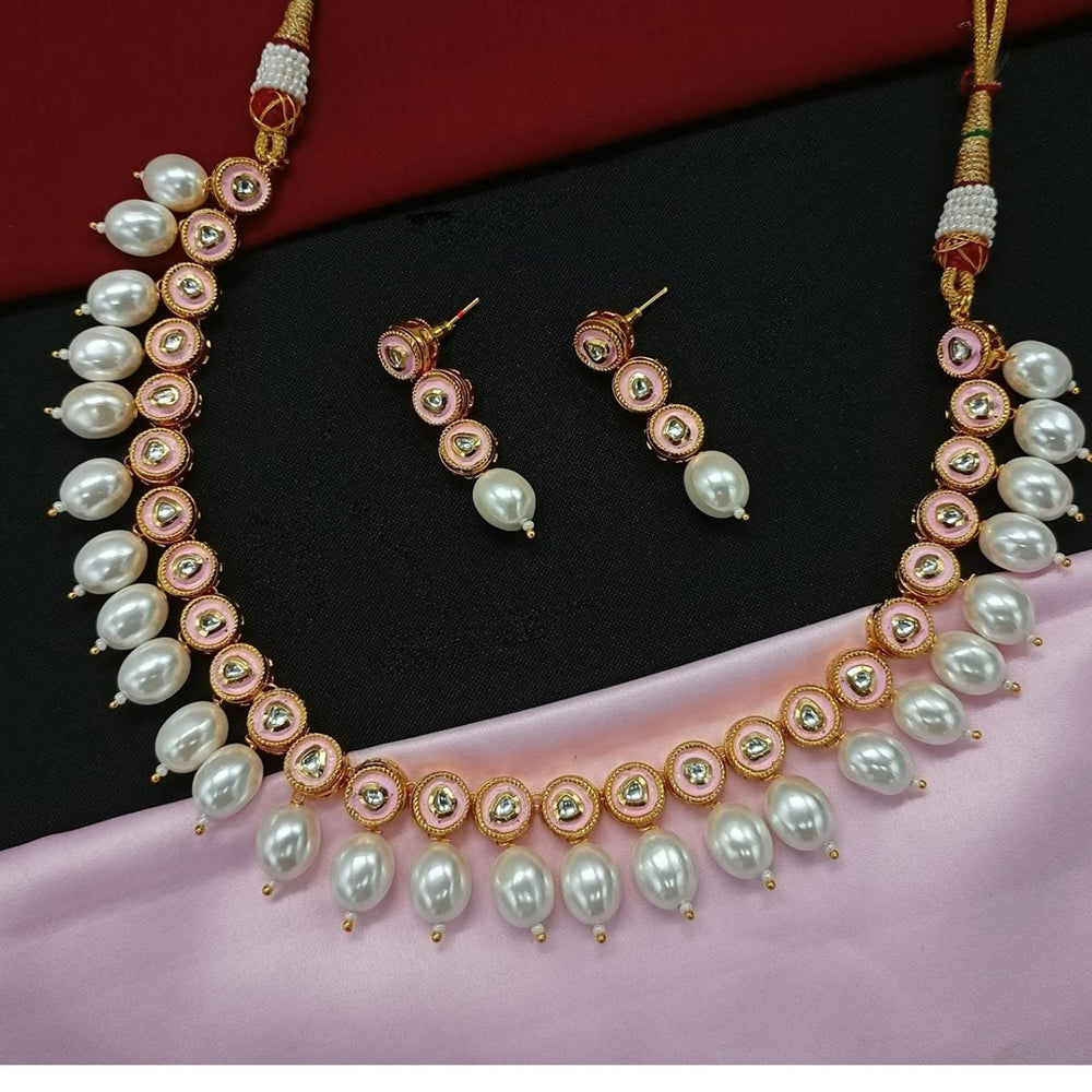 FS Collection Gold Plated Kundan Stone Necklace Set