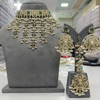 FS Collection Gold Plated Kundan Stone And Pearl Choker Necklace Set