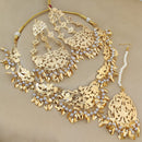Fs Collection Gold Plated Pearl Necklace Set