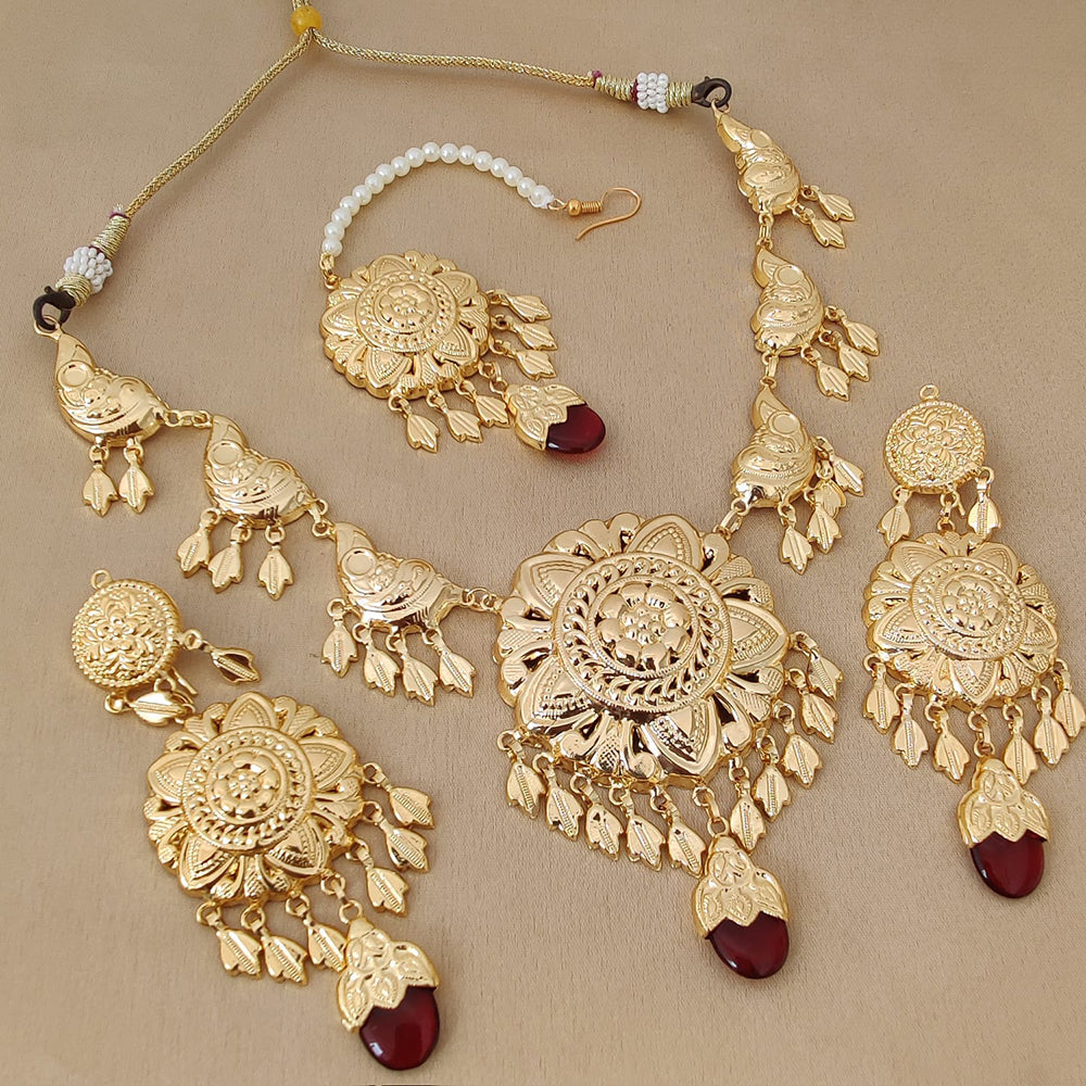 Fs Collection Gold Plated Necklace Set