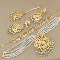 Fs Collection Gold Plated Pearl Choker Necklace Set