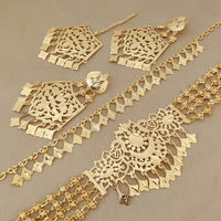 Fs Collection Gold Plated Choker Necklace Set