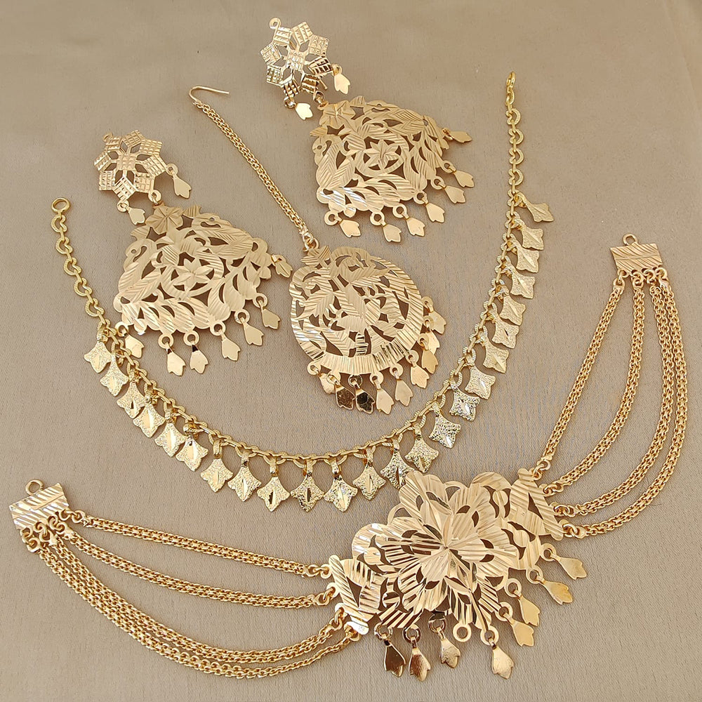 Fs Collection Gold Plated Choker Necklace Set