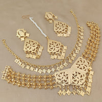 Fs Collection Gold Plated Choker Necklace Set