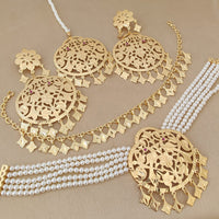 Fs Collection Gold Plated Pearl Choker Necklace Set