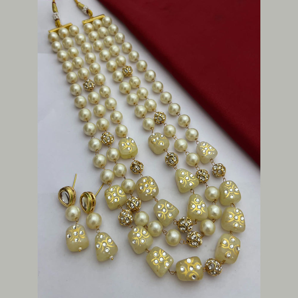 Fs Collection Gold Plated Beads Long Necklace Set